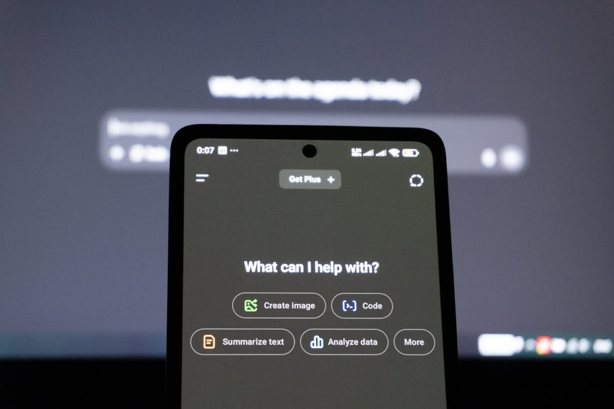 Smartphone screen displays ai assistant options.